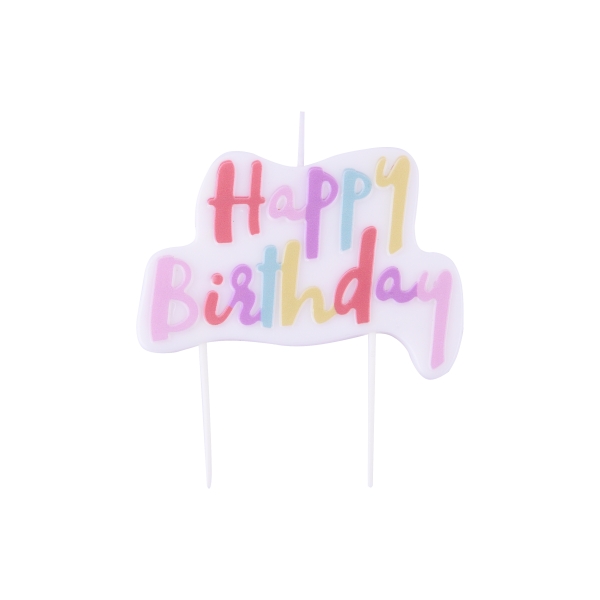 Candle Topper - Happy Birthday - Pastel Pink